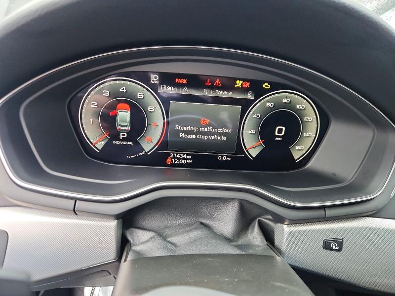 2025 Audi A5 VIN WAUDACF55SA007796 COPART salvage auction — FRONT END, FL - CERTIFICATE OF DESTRUCTION, sold $9,300 on 2026-08-31 (photo 9)