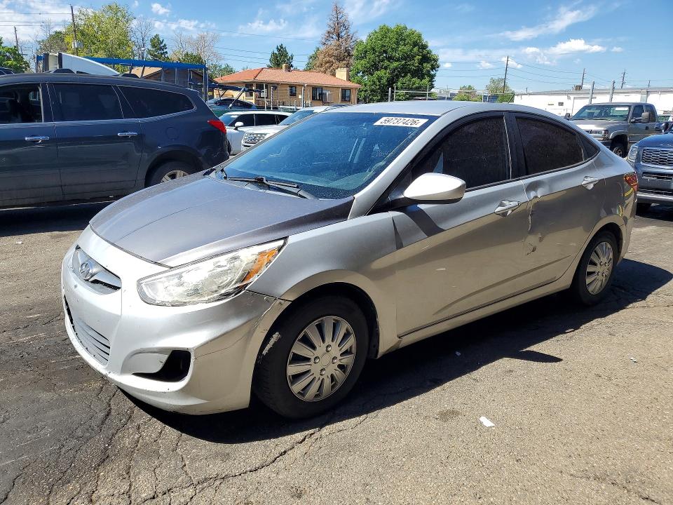 2016 Hyundai Accent VIN KMHCT4AE3GU036608 COPART salvage auction — FRONT END, Co - Public - Salvage Title, sold $675 on 2026-07-14 (photo 1)
