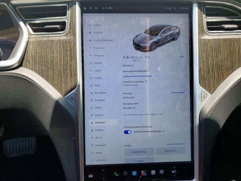 2013 Tesla Model s VIN 5YJSA1CN3DFP13548 COPART salvage auction — MINOR DENT/SCRATCHES, Ca - Dis/Dlr/Exp Only Clean Title, sold $3,500 on 2026-08-01 (photo 9)