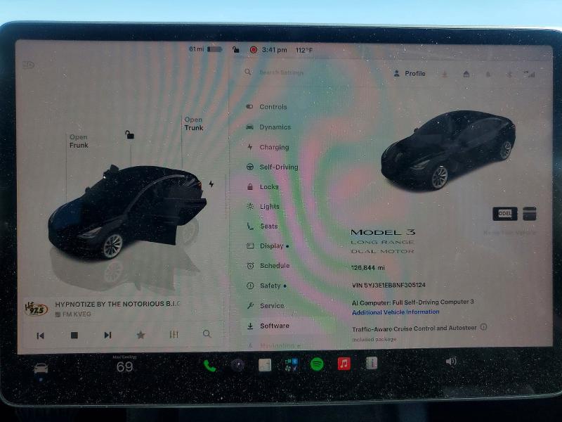 2022 Tesla Model 3 VIN 5YJ3E1EB8NF305124 COPART salvage auction — REAR END, Nv - Salvage Title, sold $5,900 on 2026-07-27 (photo 9)