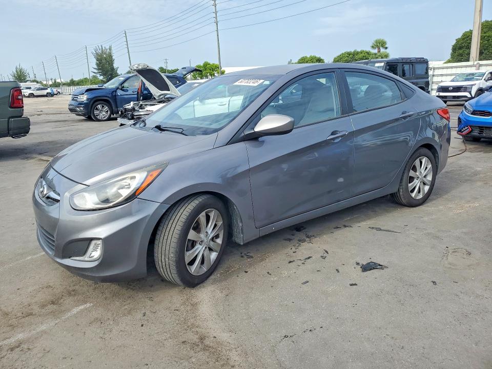 2014 Hyundai Accent VIN KMHCT4AE0EU637116 COPART salvage auction — FRONT END, Fl - Certificate Of Title (P), sold $1,000 on 2026-07-29 (photo 1)