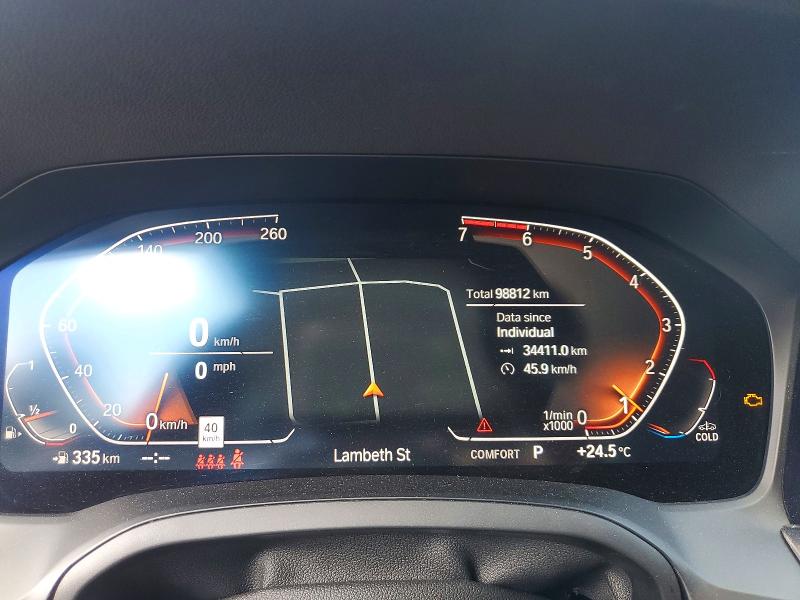 2019 BMW 3 series VIN WBA5R7C59KAJ80097 COPART salvage auction — FRONT END, ON - PERMIT NO BRAND - UNFIT, sold $14,900 on 2026-08-06 (photo 9)