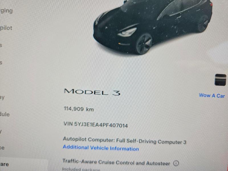 2023 Tesla Model 3 VIN 5YJ3E1EA4PF407014 COPART salvage auction — ALL OVER, ON - PERMIT NO BRAND - UNFIT, sold $3,050 on 2026-07-28 (photo 9)