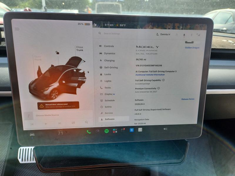 2021 Tesla Model y VIN 5YJYGAEE0MF146298 COPART salvage auction — FRONT END, Wa - Bill Of Sale, sold $8,200 on 2026-07-31 (photo 9)