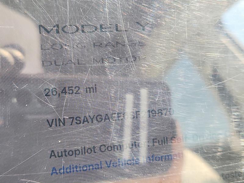 2025 Tesla Model y VIN 7SAYGAEE6SF219870 COPART salvage auction — REAR END, Ca - Salvage Certificate (P), sold $8,700 on 2026-07-14 (photo 9)