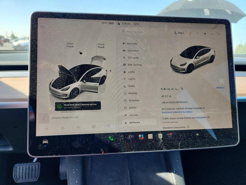 2023 Tesla Model 3 VIN 5YJ3E1EA3PF555543 COPART salvage auction — FRONT END, Ca - Salvage Certificate, sold $6,200 on 2026-07-16 (photo 9)