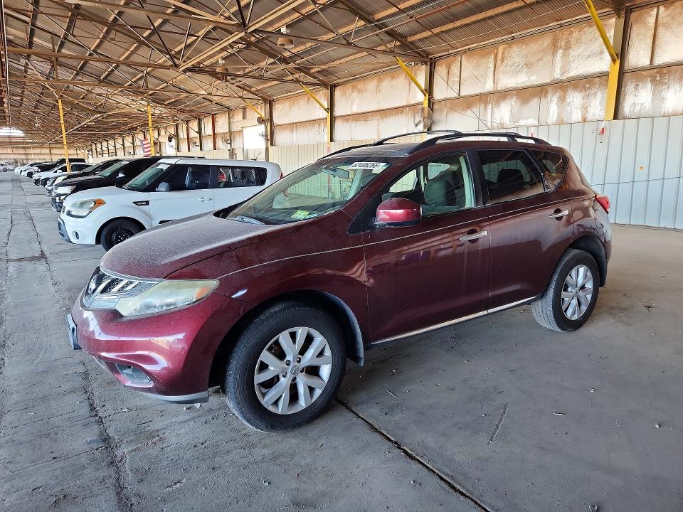 2012 Nissan Murano VIN JN8AZ1MW3CW212962 COPART salvage auction — MINOR DENT/SCRATCHES, Az - Certificate Of Title (P), sold $475 on 2026-07-29 (photo 1)