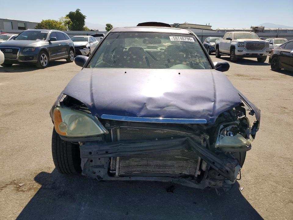 2002 Honda Civic VIN 2HGES26852H532403 COPART salvage auction — FRONT END, Ca - Salvage Certificate, sold $200 on 2026-07-31 (photo 5)