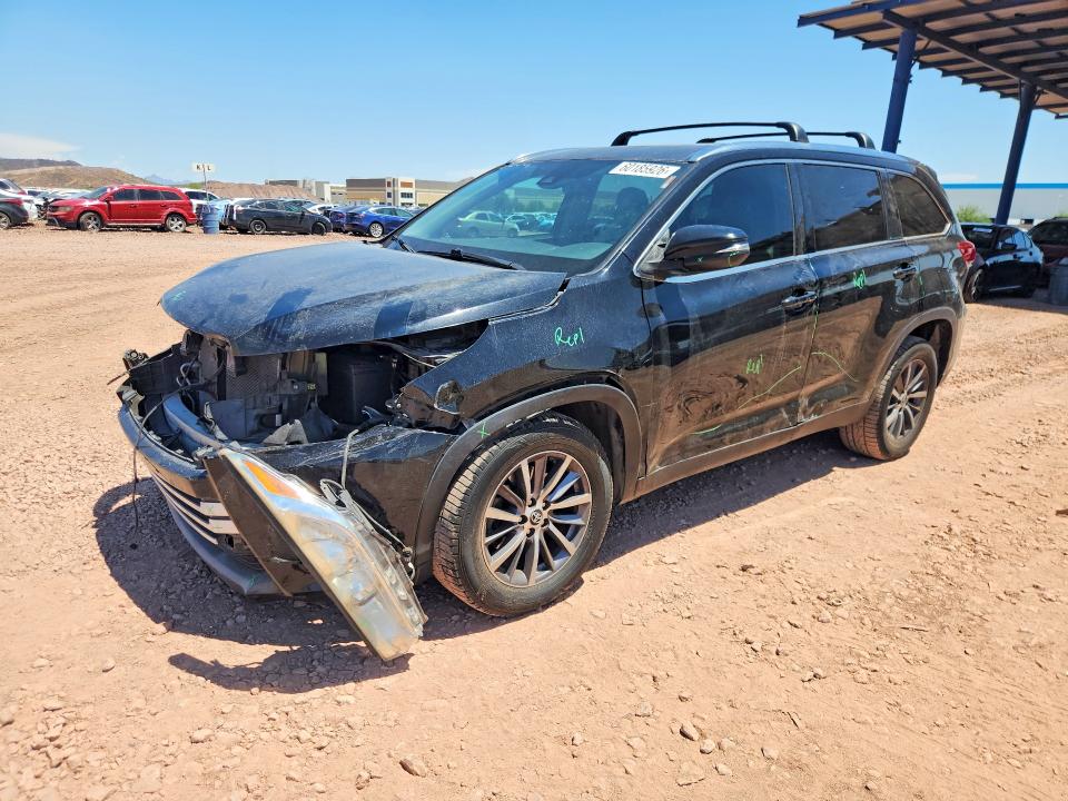2019 Toyota Highlander VIN 5TDKZRFH4KS559213 COPART salvage auction — FRONT END, Sc - Salvage Title, sold $200 on 2026-07-21 (photo 1)