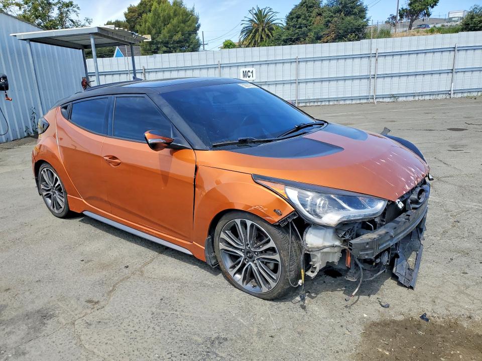 2016 Hyundai Veloster VIN KMHTC6AE4GU295197 COPART salvage auction — FRONT END, Ca - Salvage Certificate, sold $650 on 2026-07-17 (photo 4)