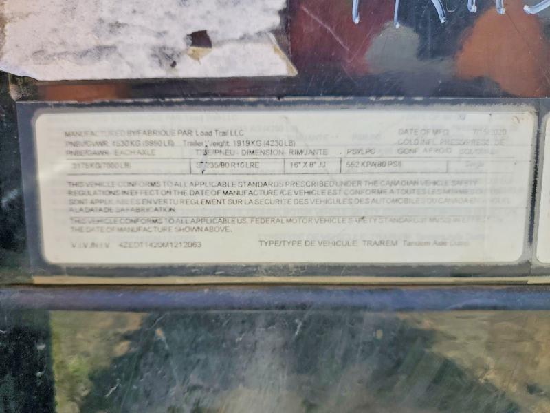 2021 Load trail Dump trailer VIN 4ZEDT1420M1212063 COPART salvage auction — SIDE, CA - SALVAGE CERTIFICATE, sold $2,800 on 2026-09-17 (photo 8)