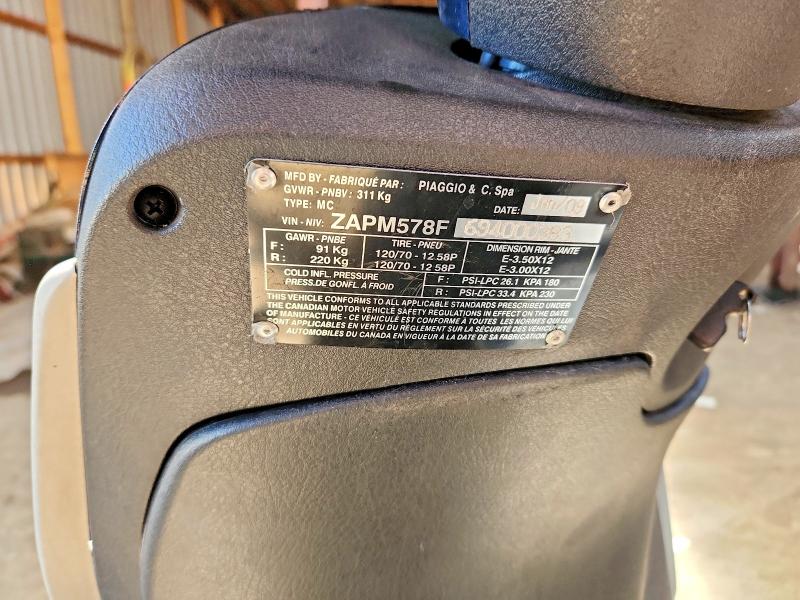 2009 Piaggio VIN ZAPM578F694000383 COPART salvage auction — ALL OVER, On - Permit No Brand - Unfit, sold $350 on 2026-08-11 (photo 9)
