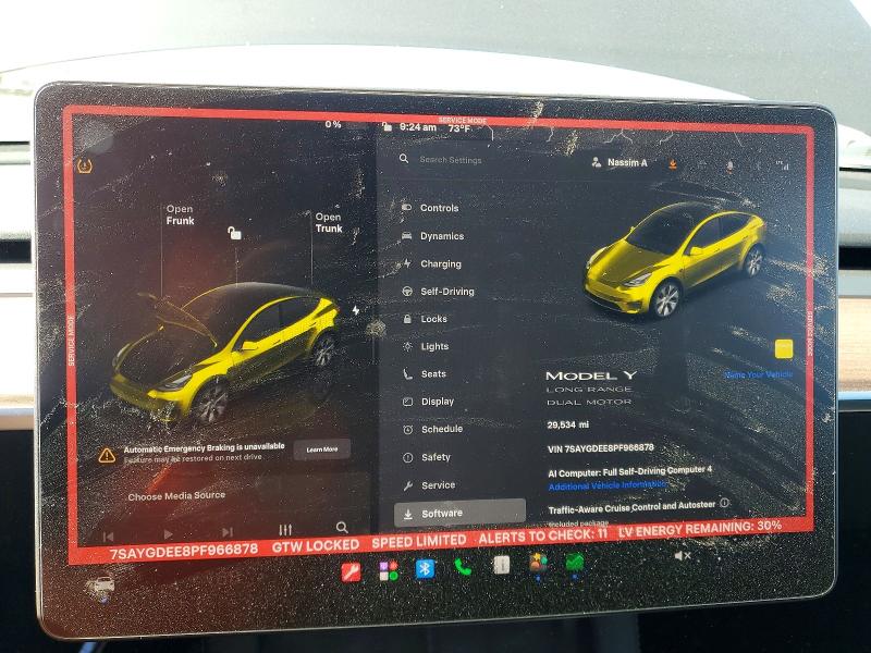 2023 Tesla Model y VIN 7SAYGDEE8PF966878 COPART salvage auction — FRONT END, Salvage Title, sold $13,300 on 2026-07-14 (photo 9)