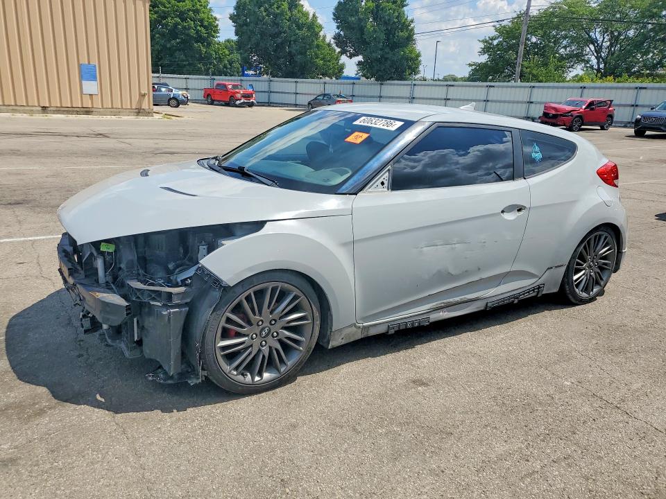 2013 Hyundai Veloster VIN KMHTC6AD2DU128887 COPART salvage auction — FRONT END, Oh - Cert Of Title-Salvage, sold $450 on 2026-07-17 (photo 1)