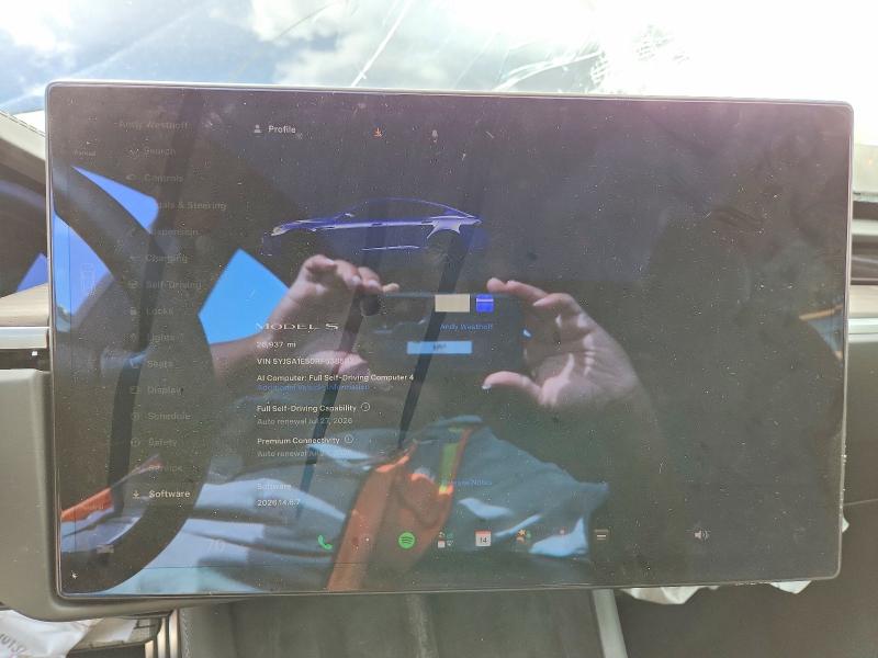 2024 Tesla Model s VIN 5YJSA1E50RF538583 COPART salvage auction — FRONT END, Fl - Certificate Of Destruction, sold $15,500 on 2026-09-01 (photo 9)