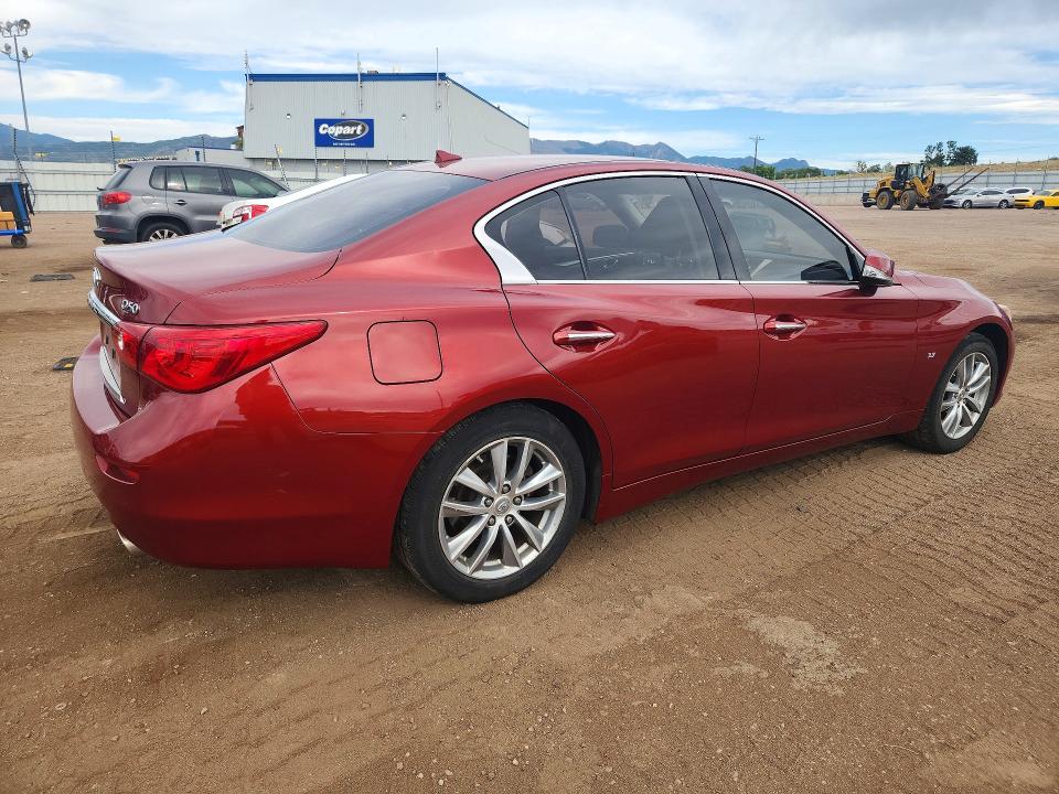 2014 Infiniti Q50 VIN JN1BV7AR7EM693099 COPART salvage auction — HAIL, Co - Certificate Of Title, sold $8,100 on 2026-08-12 (photo 3)