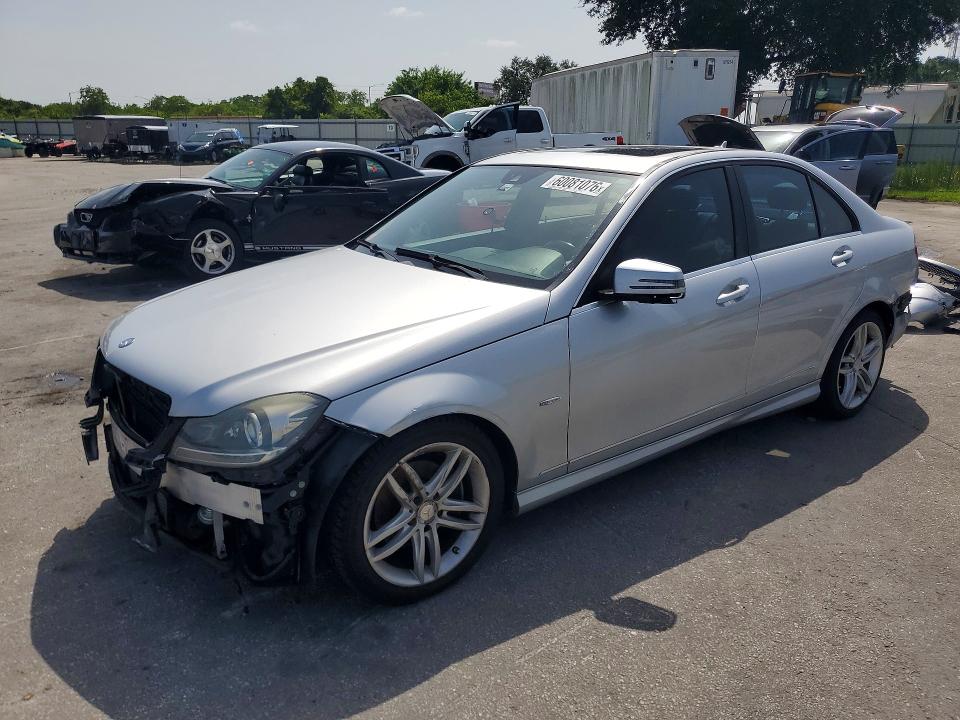 2012 Mercedes-benz C-klasse VIN WDDGF4HB8CA607021 COPART salvage auction — FRONT END, Fl - Cert Of Title Slvg Rebuildable, sold $775 on 2026-08-18 (photo 1)