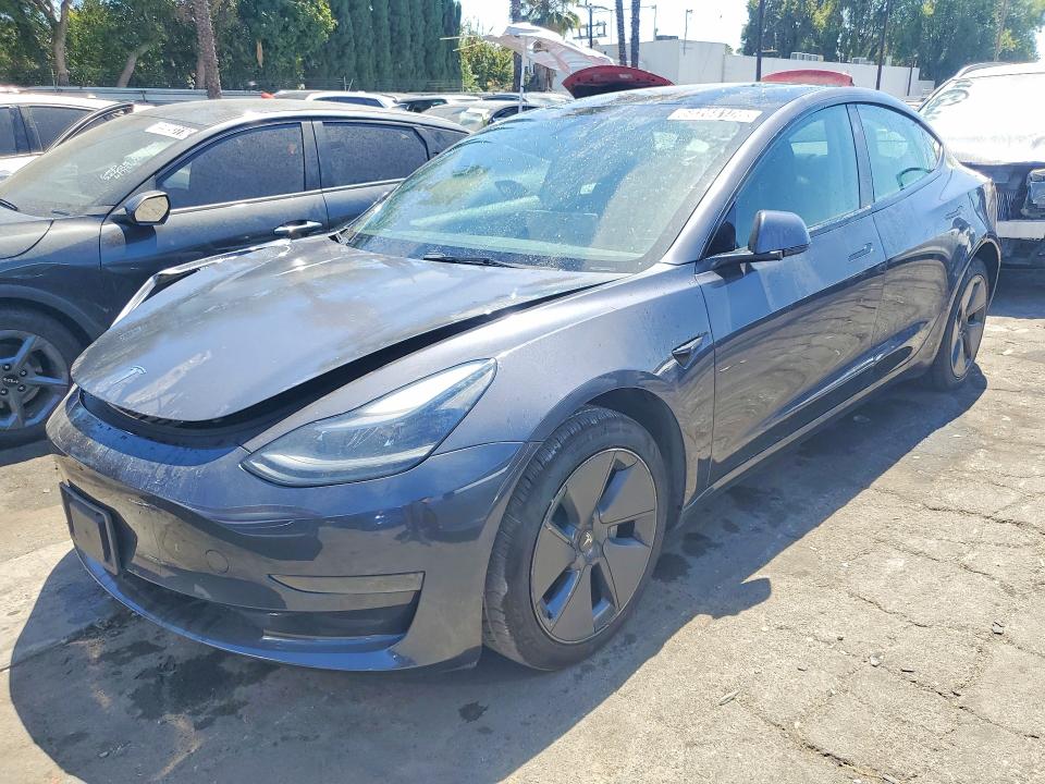2023 Tesla Model 3 VIN 5YJ3E1EAXPF447811 COPART salvage auction — FRONT END, CA - CERTIFICATE OF TITLE, sold $4,600 on 2026-07-20 (photo 1)