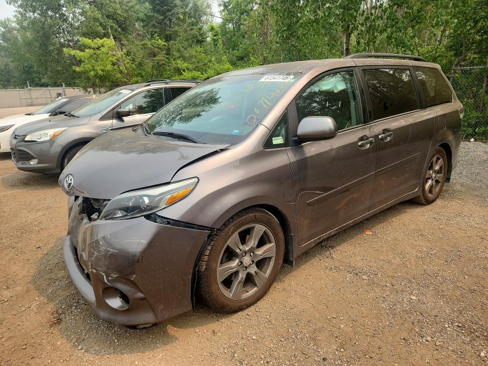 2017 Toyota Sienna VIN 5TDXZ3DC9HS890243 COPART salvage auction — FRONT END, On - Permit Salvage, sold $375 on 2026-07-30 (photo 1)