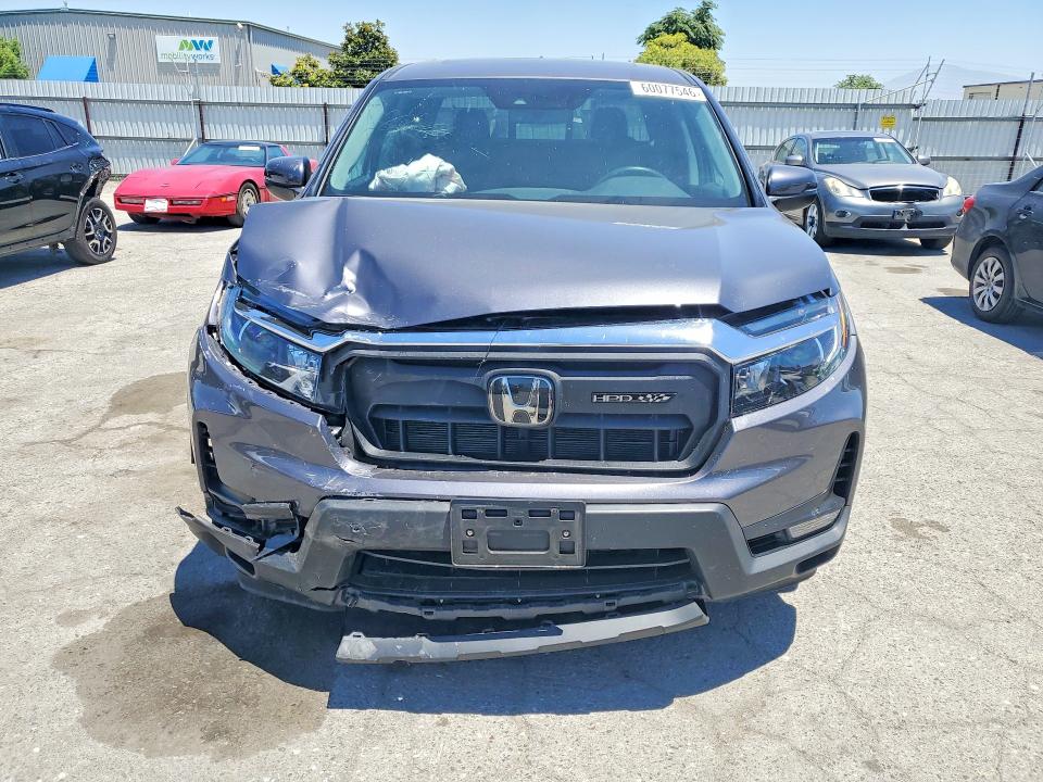 2024 Honda Ridgeline VIN 5FPYK3F47RB023693 COPART salvage auction — FRONT END, Ca - Salvage Certificate, sold $12,900 on 2026-08-14 (photo 5)