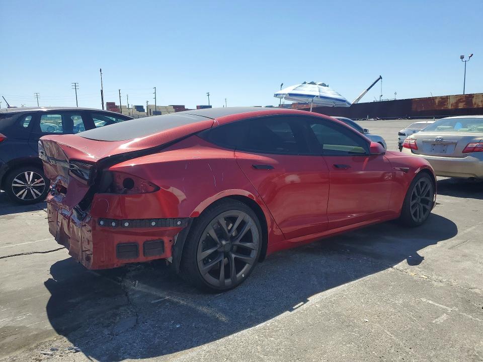 2021 Tesla Model s VIN 5YJSA1E69MF443747 COPART salvage auction — REAR END, Ca - Salvage Certificate, sold $16,600 on 2026-07-15 (photo 3)