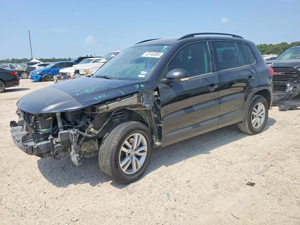 2015 Volkswagen Tiguan VIN WVGBV7AX2FW553488 COPART salvage auction — FRONT END, TX - SALVAGE VEHICLE TITLE (P), sold $675 on 2026-07-31 (photo 1)