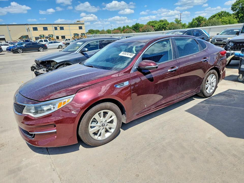 2018 Kia Optima VIN 5XXGT4L36JG200268 COPART salvage auction — MINOR DENT/SCRATCHES, Tx - Certificate Of Title, sold $975 on 2026-07-30 (photo 1)