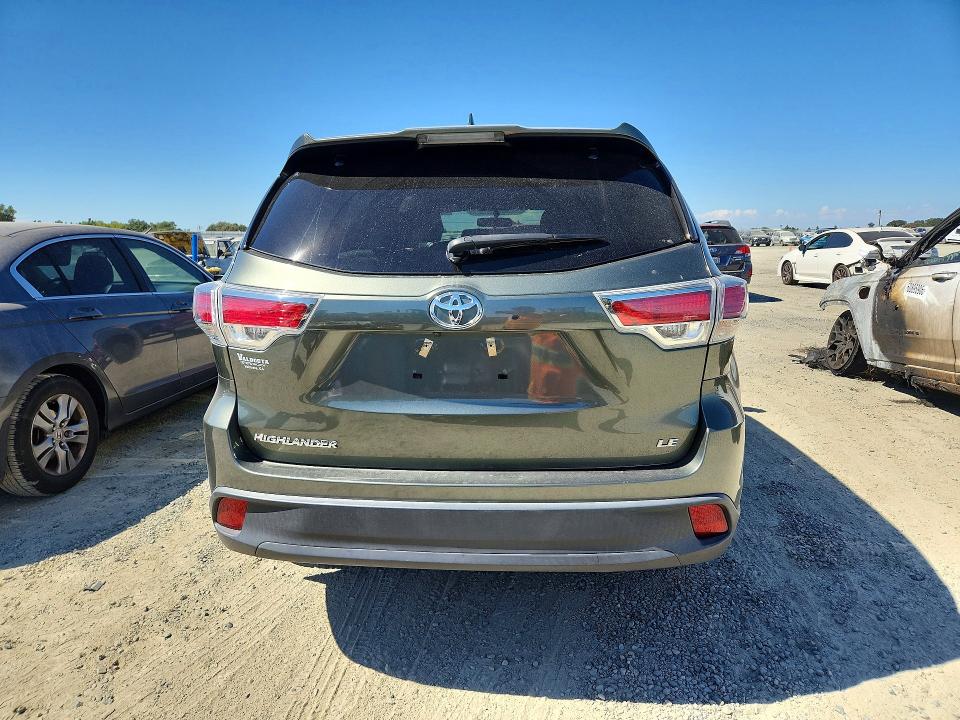 2016 Toyota Highlander VIN 5TDZKRFH1GS171236 COPART salvage auction — FRONT END, Ca - Salvage Certificate, sold $7,700 on 2026-07-23 (photo 6)
