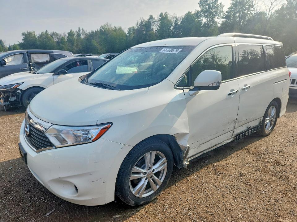 2013 Nissan Quest VIN JN8AE2KP5D9067257 COPART salvage auction — FRONT END, On - Permit No Brand - Unfit, sold $200 on 2026-07-30 (photo 1)