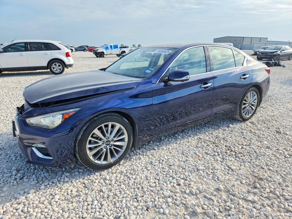 2021 Infiniti Q50 VIN JN1EV7BP5MM701922 COPART salvage auction — FRONT END, Tx - Salvage Vehicle Title, sold $5,800 on 2026-07-16 (photo 1)