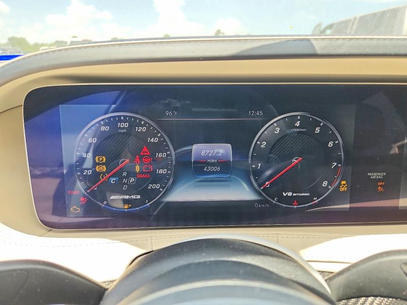 2020 Mercedes-benz S-klasse amg VIN WDDUG8JBXLA510758 COPART salvage auction — WATER/FLOOD, Tx - Salvage Title-Flood Damage, sold $30,500 on 2026-08-18 (photo 9)