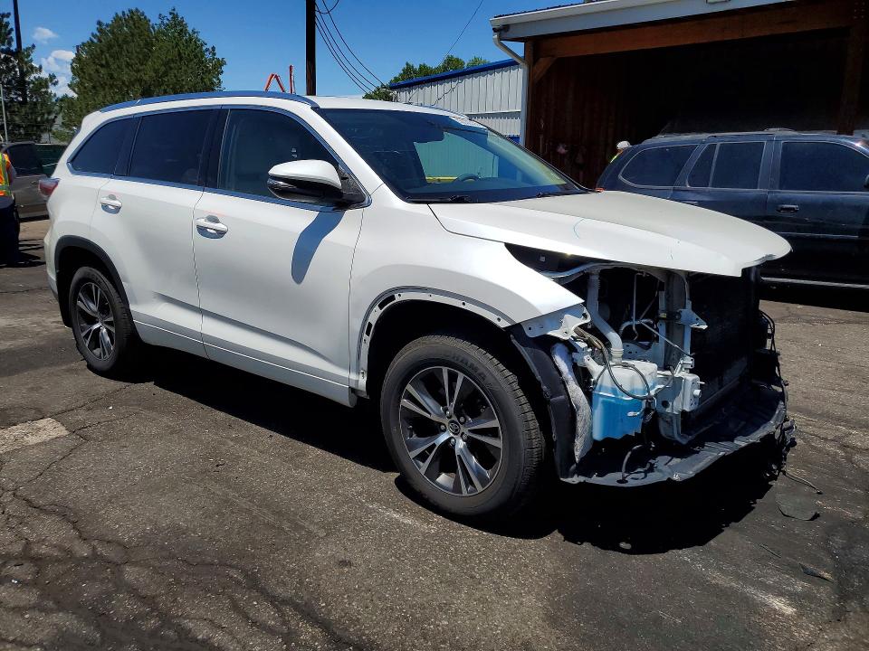 2016 Toyota Highlander VIN 5TDJKRFH2GS267258 COPART salvage auction — FRONT END, Co - Salvage Title, sold $8,500 on 2026-07-30 (photo 4)