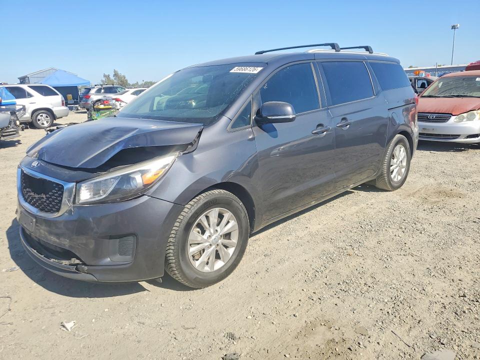 2016 Kia SEDONA VIN KNDMB5C13G6165593 COPART salvage auction — FRONT END, Ca - Salvage Certificate, sold $15 on 2026-07-21 (photo 1)