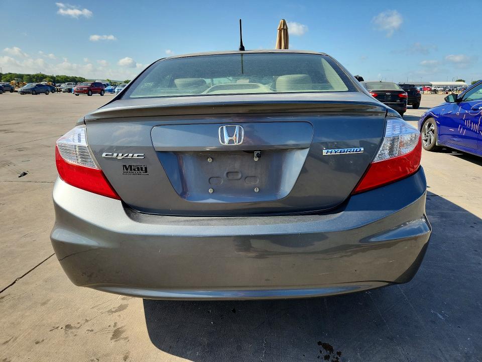 2012 Honda Civic VIN JHMFB4F33CS008212 COPART salvage auction — SIDE, Tx - Salvage Vehicle Title, sold $700 on 2026-07-09 (photo 6)
