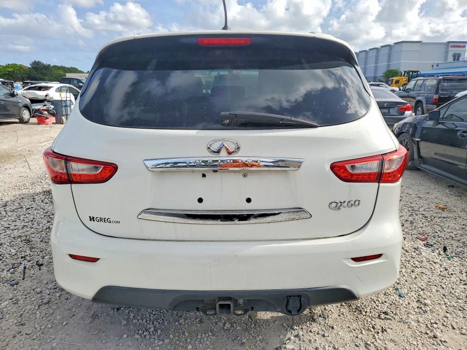 2014 Infiniti Qx60 VIN 5N1AL0MMXEC516229 COPART salvage auction — MINOR DENT/SCRATCHES, Fl - Cert Of Title-Slvg Rebld Flood, sold $725 on 2026-07-31 (photo 6)