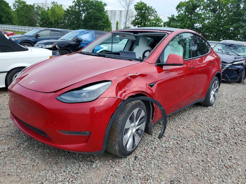 2022 Tesla Model y VIN 7SAYGDEE7NF521383 COPART salvage auction — FRONT END, Ny - Mv-907A Salvage Certificate, sold $250 on 2026-07-29 (photo 1)