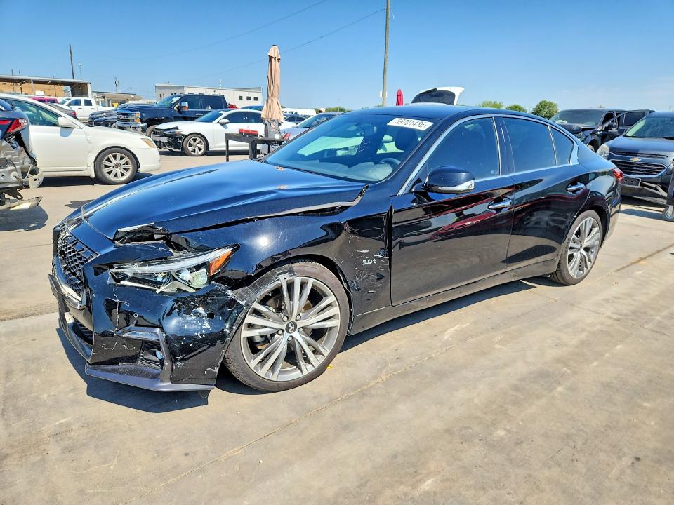 2020 Infiniti Q50 VIN JN1EV7AP6LM204622 COPART salvage auction — FRONT END, Tx - Salvage Vehicle Title, sold $7,700 on 2026-07-13 (photo 1)