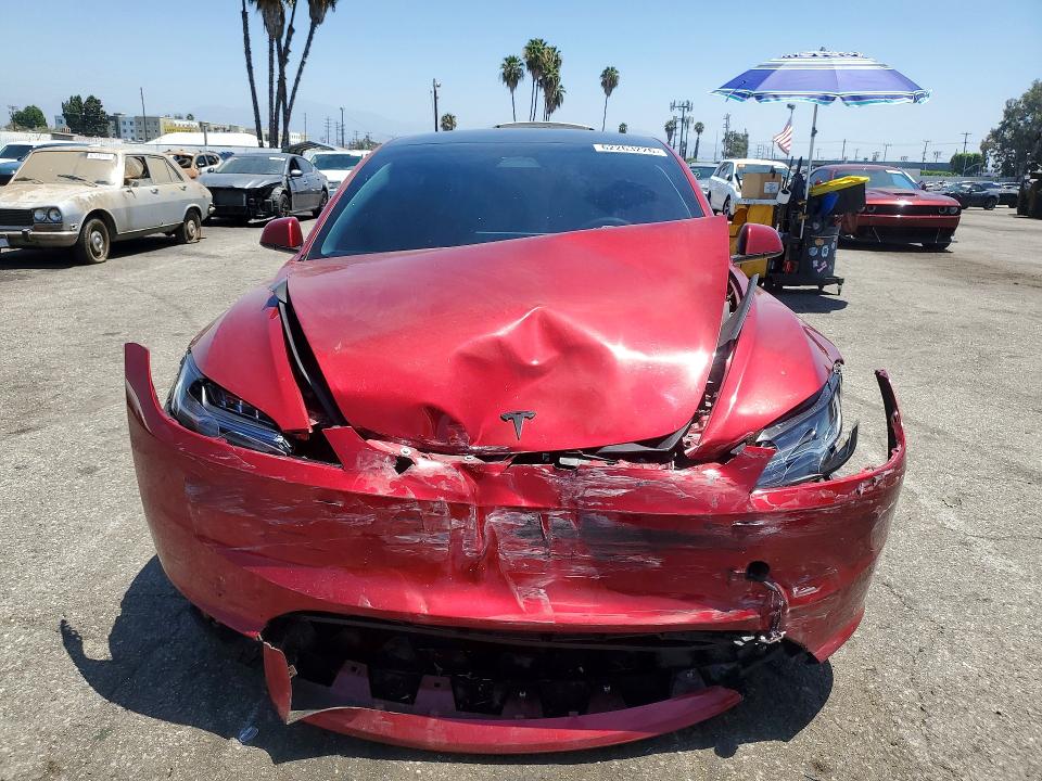 2025 Tesla Model 3 VIN 5YJ3E1EA3SF057433 COPART salvage auction — FRONT END, Ca - Salvage Certificate, sold $10,300 on 2026-09-01 (photo 5)