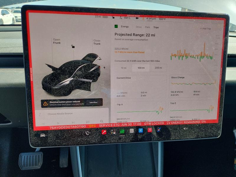 2026 Tesla Model y VIN 7SAYGDED0TA601190 COPART salvage auction — WATER/FLOOD, Salvage Title, sold $1,450 on 2026-08-24 (photo 9)