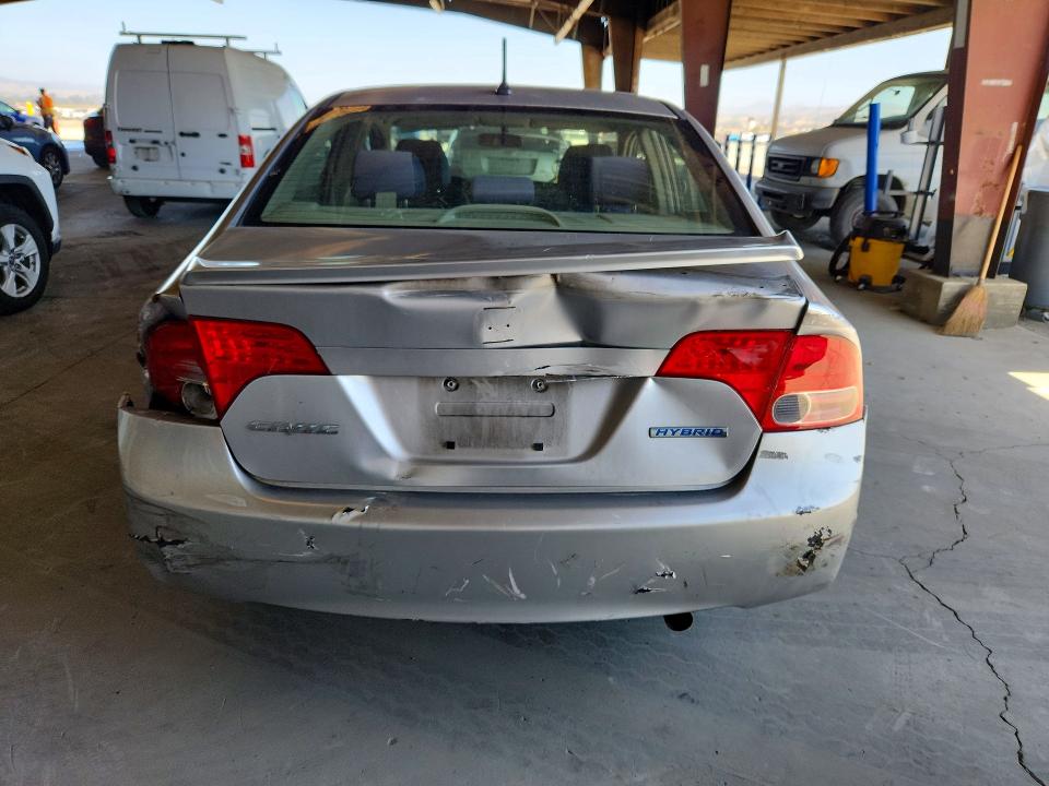 2008 Honda Civic hybrid VIN JHMFA36288S006595 COPART salvage auction — REAR END, CA - SALVAGE CERTIFICATE, sold $1,250 on 2026-07-20 (photo 6)