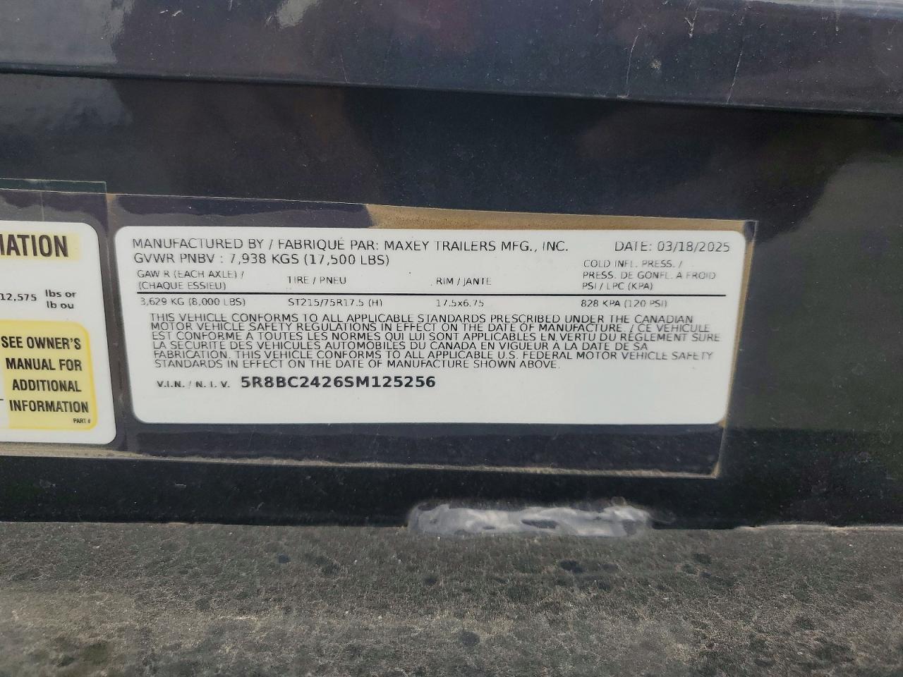 2025 Maxx d Unknown VIN 5R8BC2426SM125256 COPART salvage auction — Normal Wear, TN - DIS/DLR/EXP ONLY CLEAN TITLE (P), sold $5,700 on 2026-08-27 (photo 8)