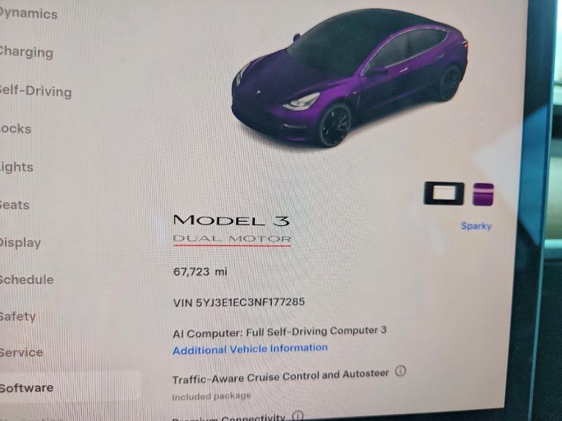 2022 Tesla Model 3 VIN 5YJ3E1EC3NF177285 COPART salvage auction — SIDE, Salvage Title, sold $1,100 on 2026-07-21 (photo 9)