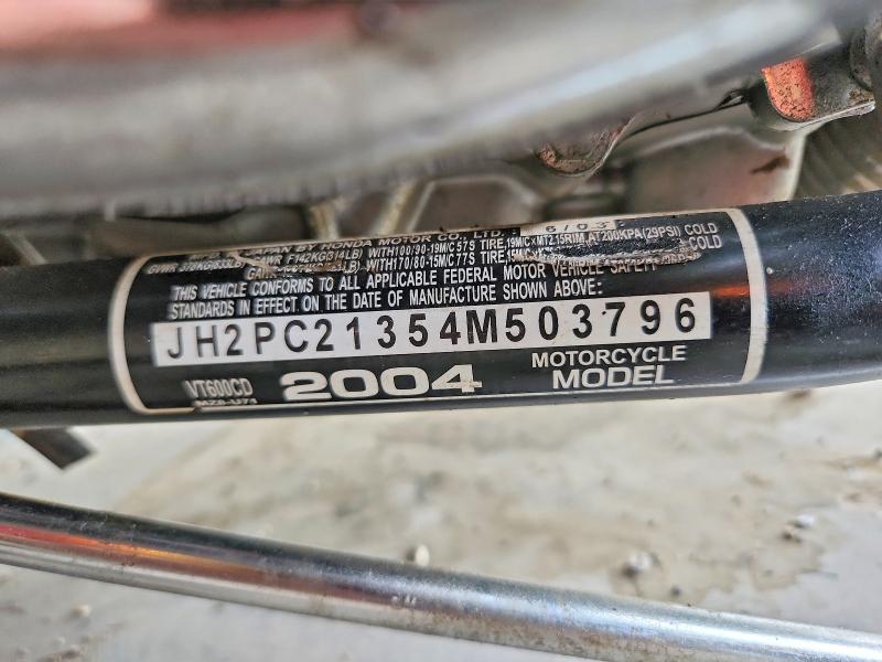 2004 Honda Vt600 VIN JH2PC21354M503796 COPART salvage auction — FRONT END, MI - CERT OF TITLE-SALVAGE VEHICLE, sold $15 on 2026-07-30 (photo 9)