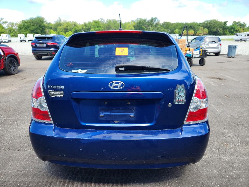 2007 Hyundai Accent VIN KMHCN36C87U048717 COPART salvage auction — FRONT END, FL - CERT OF TITLE SLVG REBUILDABLE, sold $350 on 2026-07-20 (photo 6)