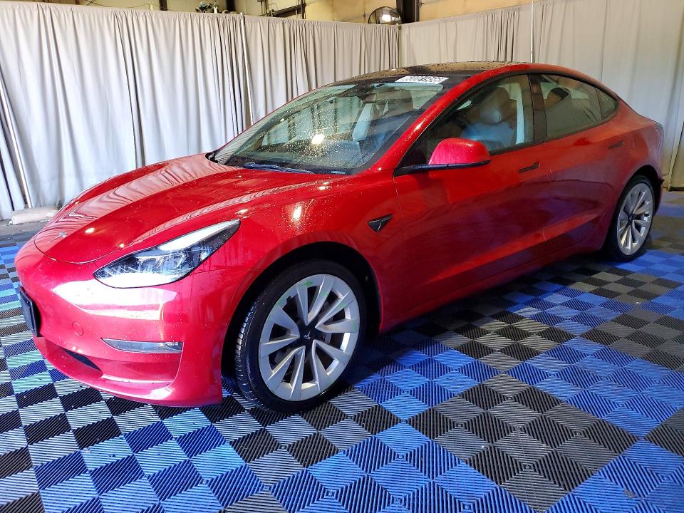 2022 Tesla Model 3 VIN 5YJ3E1EA7NF372580 COPART salvage auction — REAR END, WA - VEHICLE CERT OF OWNERSHIP-TITL, sold $6,300 on 2026-07-20 (photo 1)