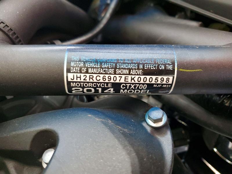 2014 Honda VIN JH2RC6907EK000598 COPART salvage auction — VANDALISM, Ny - Mv-907A Salvage Certificate, sold $400 on 2026-08-01 (photo 9)