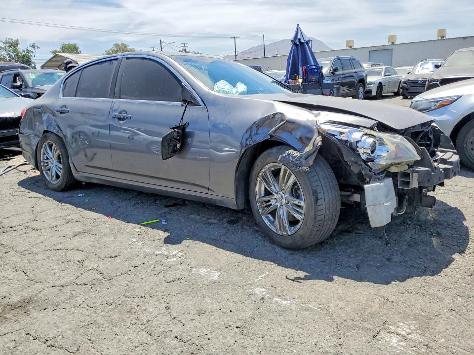2013 Infiniti G VIN JN1CV6AP8DM304286 COPART salvage auction — FRONT END, Ca - Salvage Certificate, sold $550 on 2026-07-30 (photo 4)