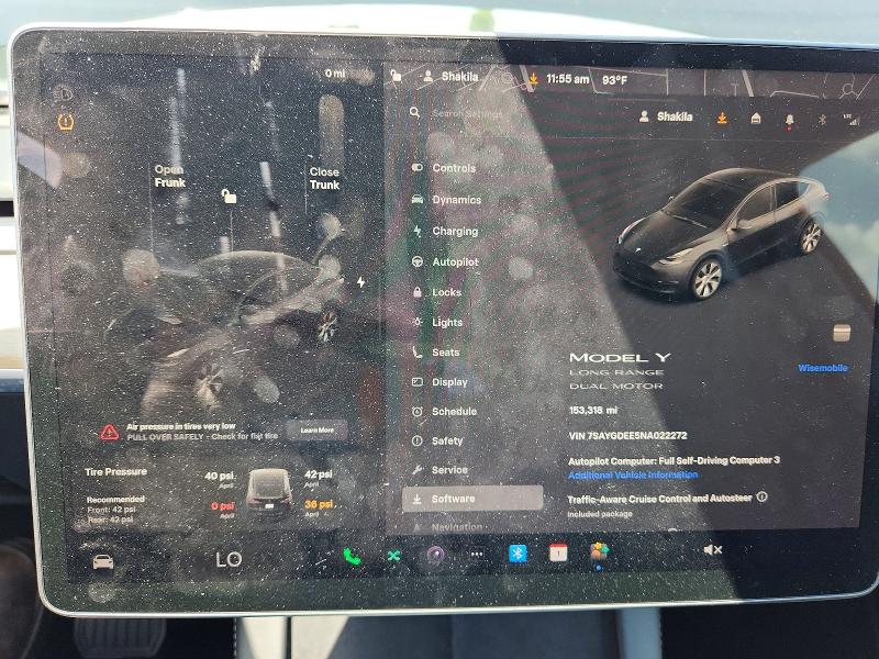 2022 Tesla Model y VIN 7SAYGDEE5NA022272 COPART salvage auction — REAR END, IN - CERTIFICATE OF TITLE, sold $13,100 on 2026-07-21 (photo 9)