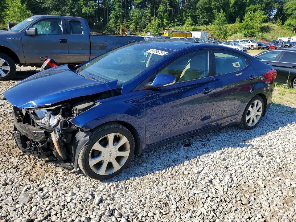 2013 Hyundai Elantra VIN KMHDH4AE5DU837039 COPART salvage auction — FRONT END, Ma - Cert Of Title-Reconstrctd Coll, sold $625 on 2026-07-22 (photo 1)
