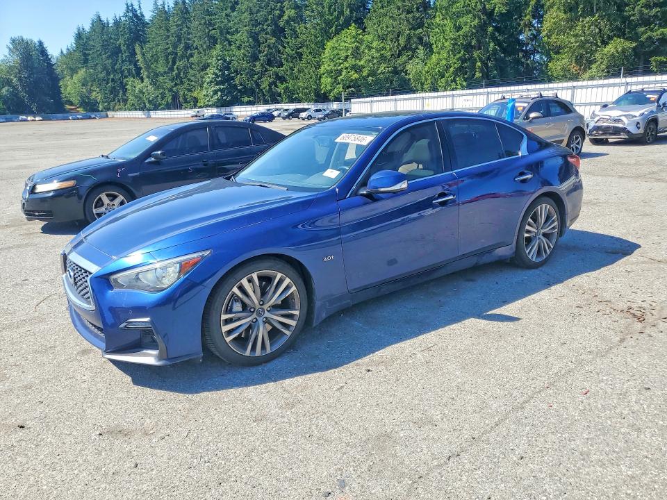 2018 Infiniti Q50 VIN JN1EV7AP9JM358528 COPART salvage auction — REAR END, Salvage Title, sold $9,100 on 2026-07-20 (photo 1)
